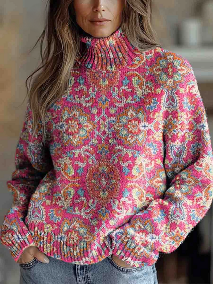 Anna | Col roulé floral ethnique rétro