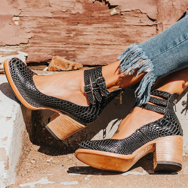 Elsa | Talons en Cuir Vintage avec Sangle