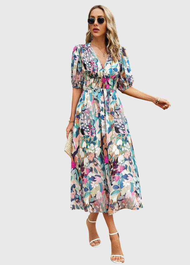 Merlin™ | Robe Midi Fleurie Flatteuse