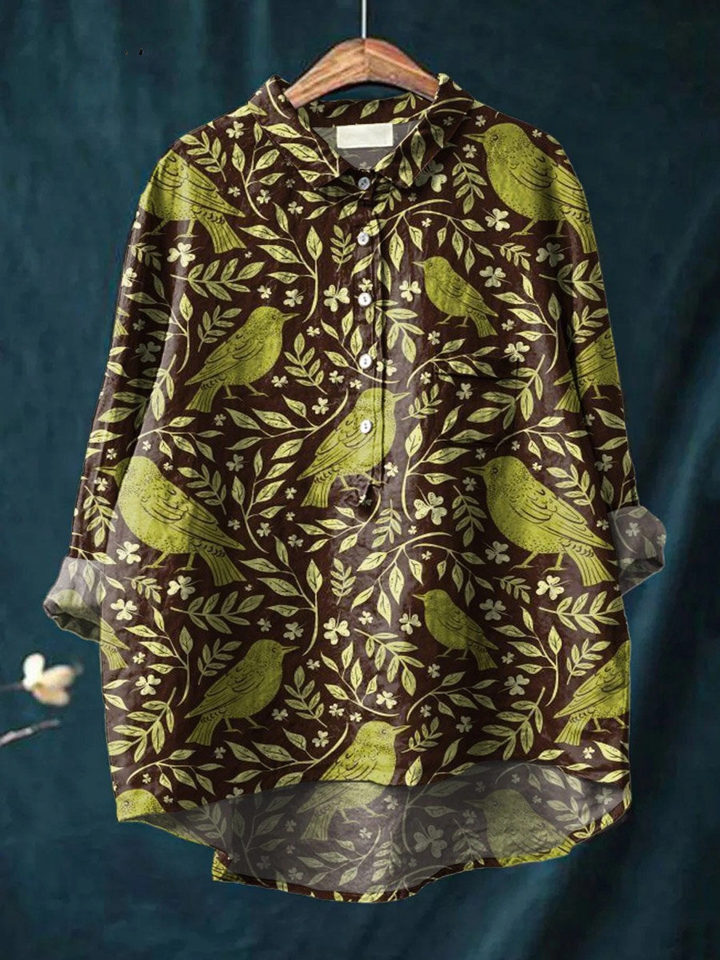 Nora | Chemise décontractée en art floral vintage pour femmes