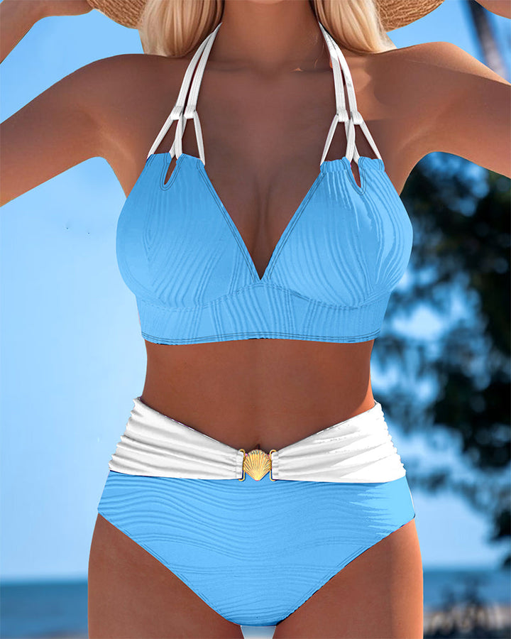 Lily | Maillot de bain taille haute à double bretelle avec couleur contrastée
