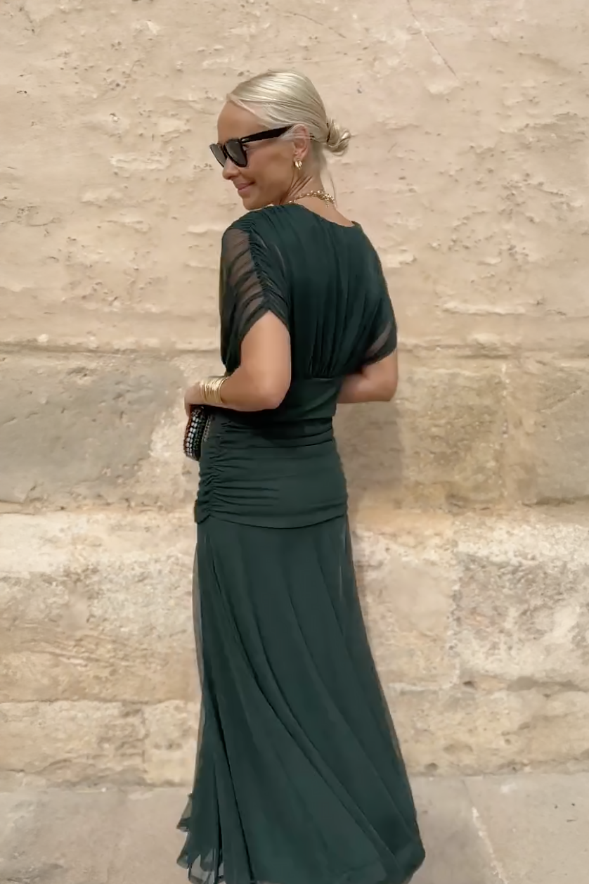 Robe Maxi de Fête Élégante à Imprimé Floral Peint en V