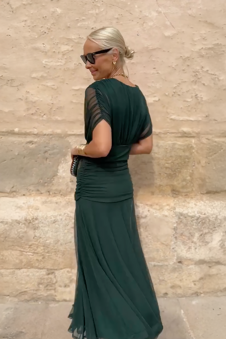 Robe Maxi de Fête Élégante à Imprimé Floral Peint en V