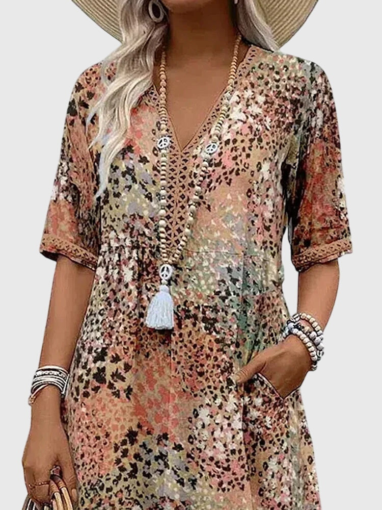 Yvonna™ | Robe Midi Florale Élegante