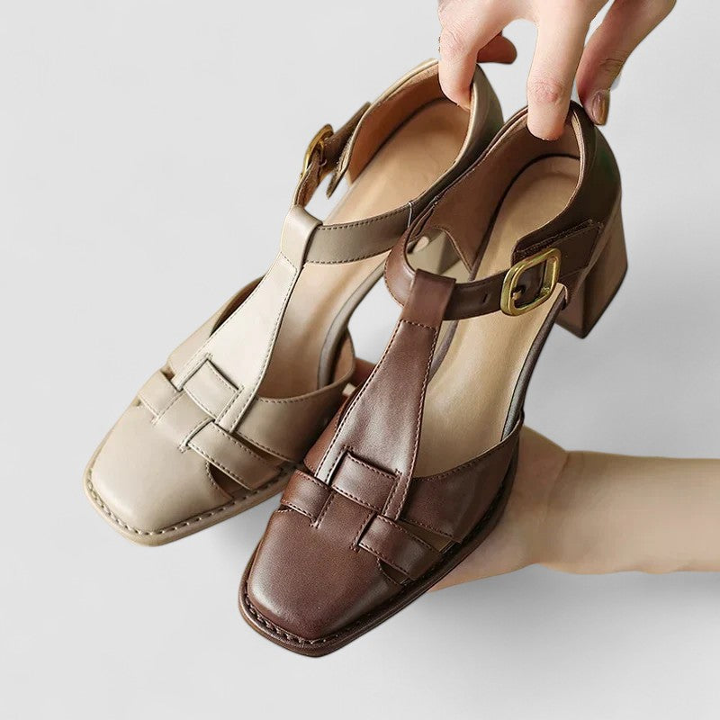 Elyxiana | Talons Bloc T-Strap Orthopédiques