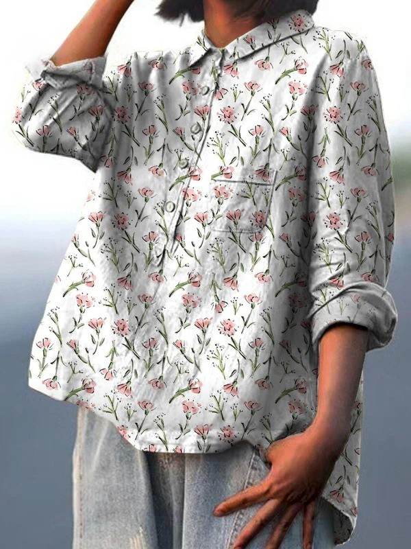 Hadley | Chemise décontractée pour femmes à motif floral rose imprimé