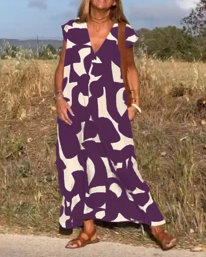 Elowen | Robe Sans Manches à Motifs