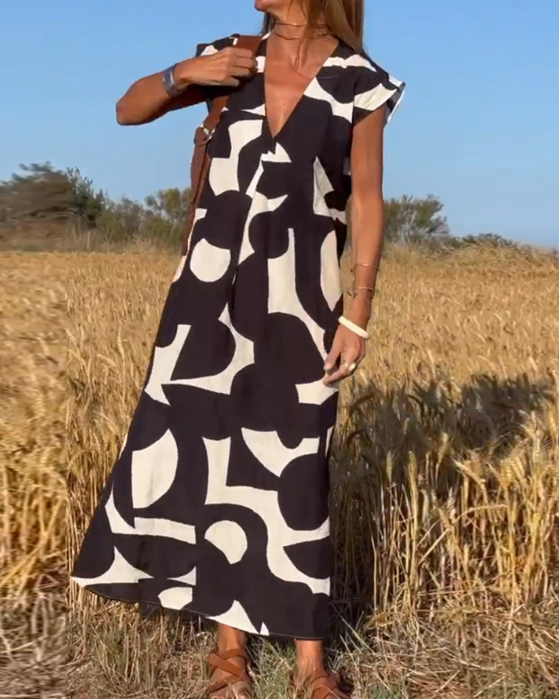 Elowen | Robe Sans Manches à Motifs