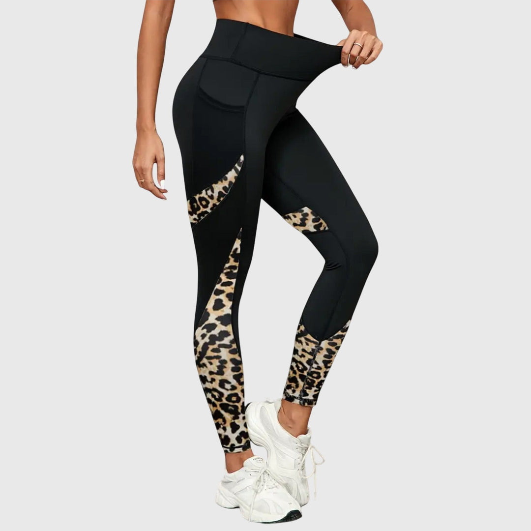 Pantalons d'entraînement imprimé léopard taille haute