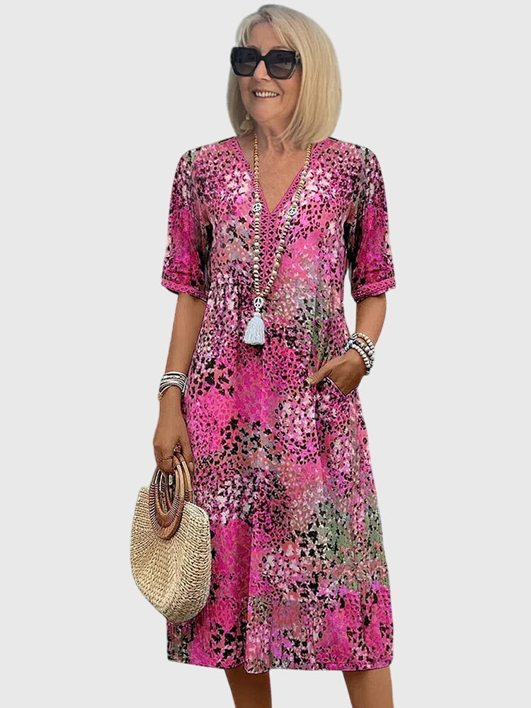 Yvonna™ | Robe Midi Florale Élegante