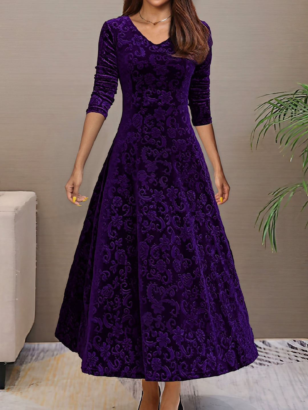 Denise | Robe d'Élégance en Velours de Fête