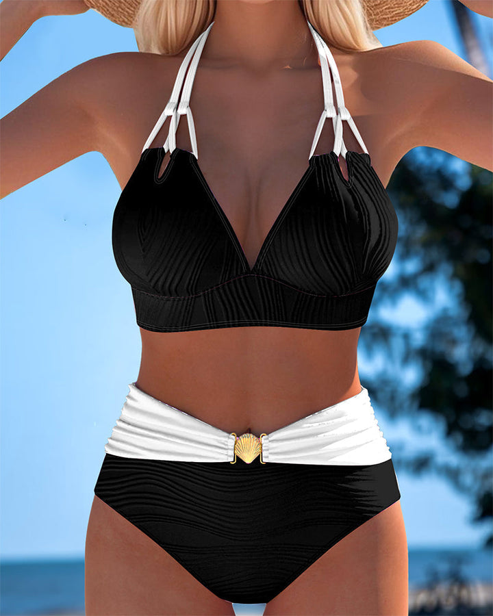 Lily | Maillot de bain taille haute avec double bretelle et couleur contrastée