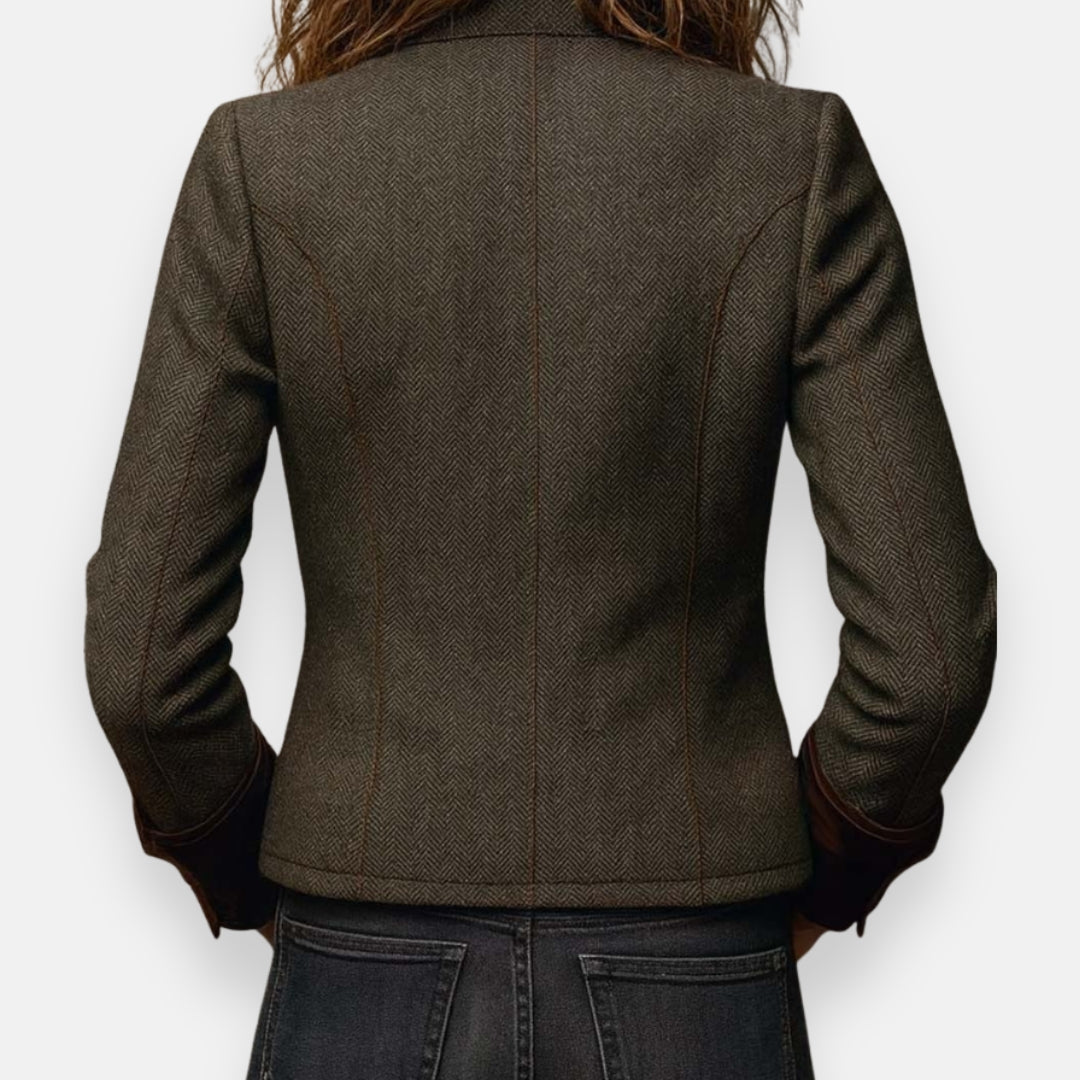 Corrie - Veste en Tweed avec Détails en Velours
