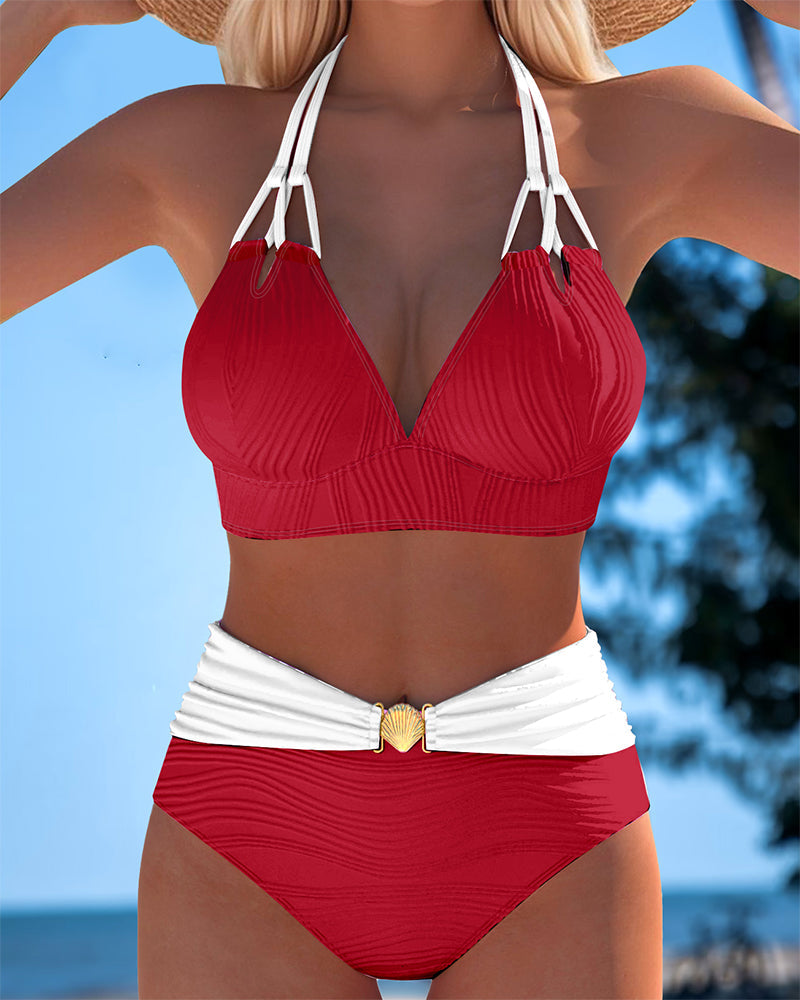 Lily | Maillot de bain taille haute avec double bretelle et couleur contrastée