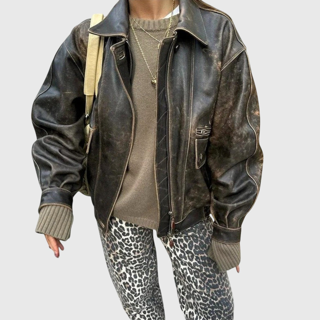 Chandra - Jeans Vintage avec Imprimé Léopard