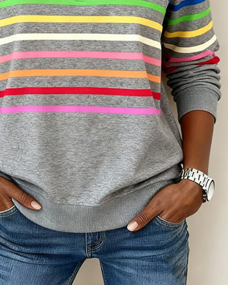ARCADIA | Sweat-shirt avec demi-fermeture éclair et rayures arc-en-ciel