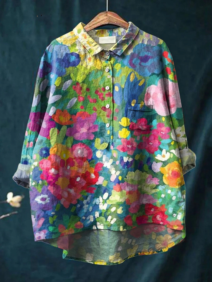 Jasimne | Chemise décontractée vintage à imprimé floral pour femmes