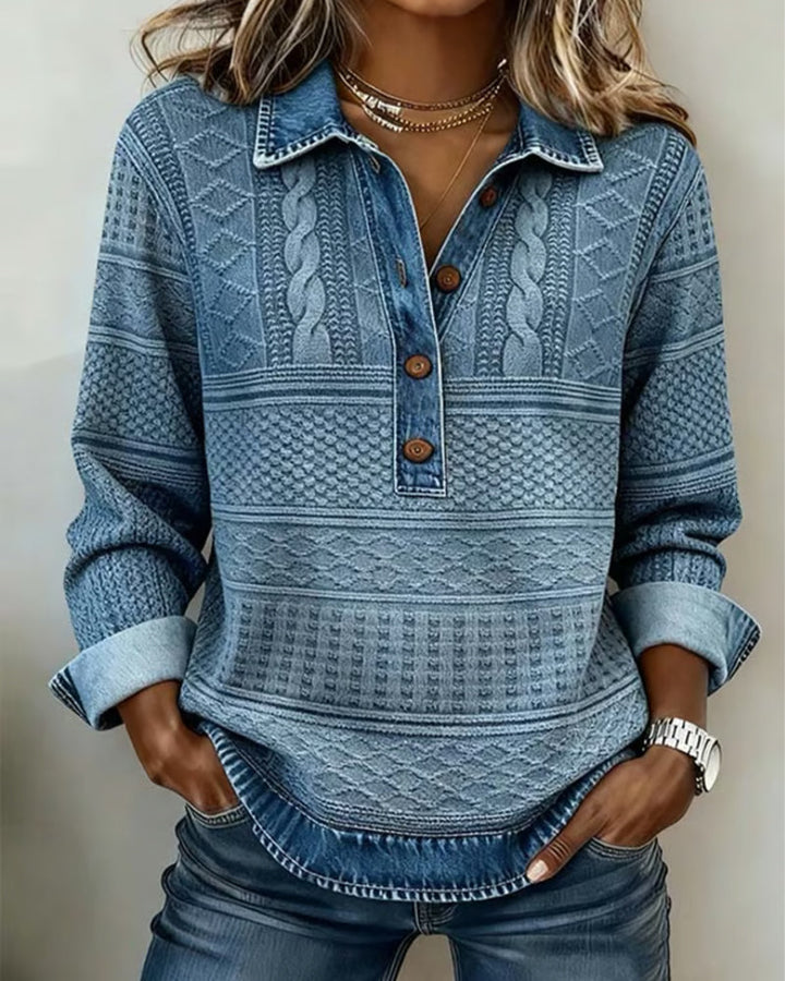 Dolores | Sweat-shirt Tendance avec Bouton Partiel et Col