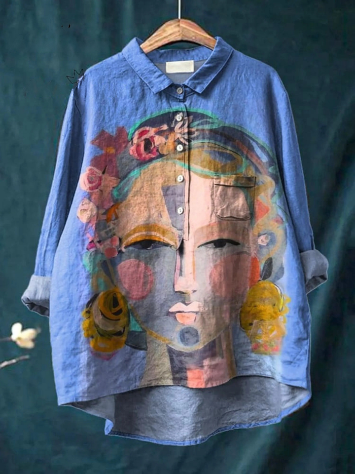 Eugen | Peinture à l'huile Portrait de Freda Art Imprimé Chemise Décontractée Femme