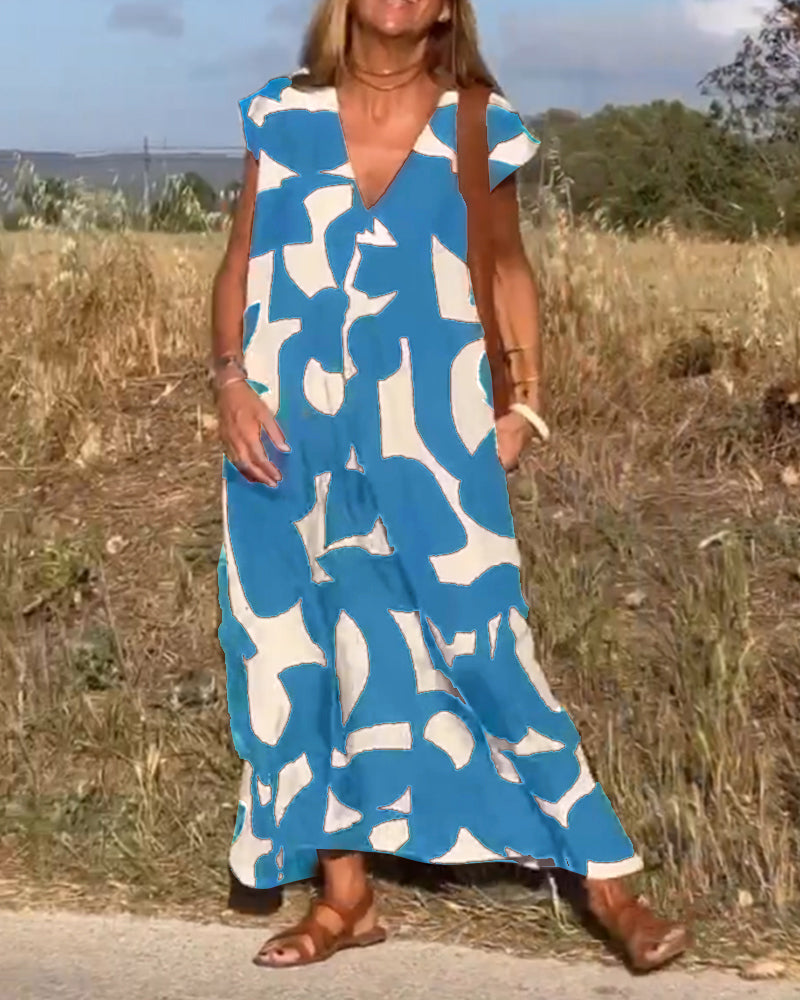 Elowen | Robe Sans Manches à Motifs