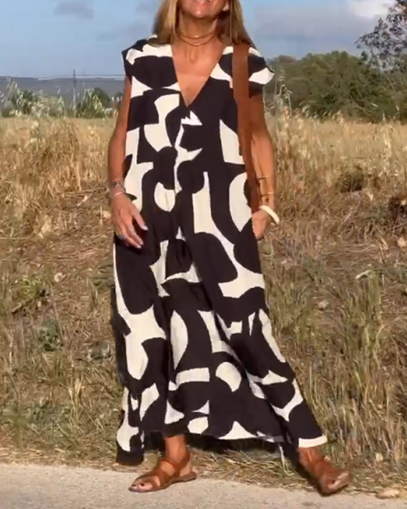 Elowen | Robe Sans Manches à Motifs