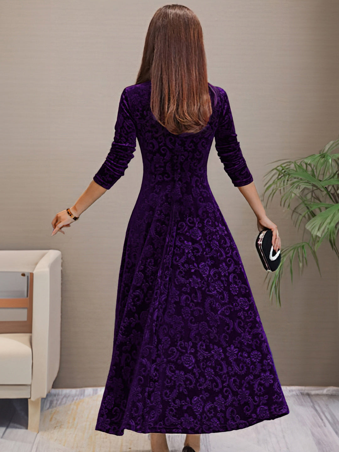 Denise | Robe d'Élégance en Velours de Fête