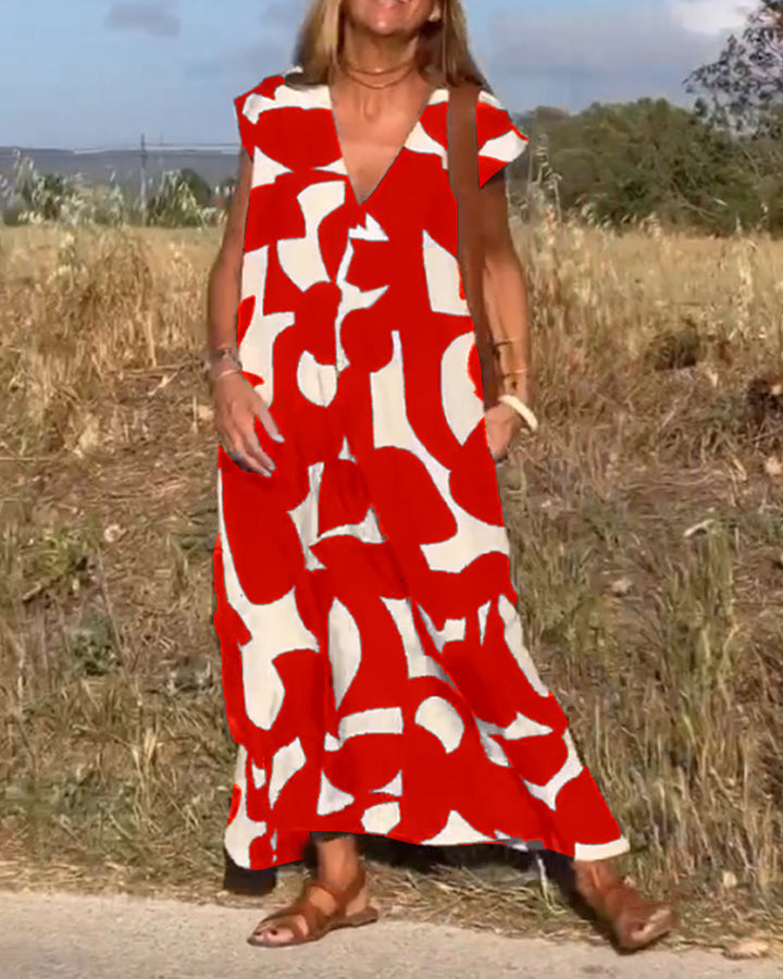 Elowen | Robe Sans Manches à Motifs