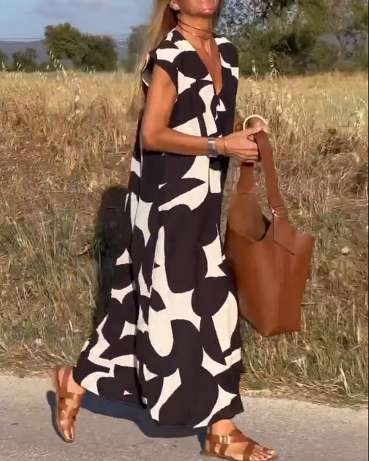 Elowen | Robe Sans Manches à Motifs