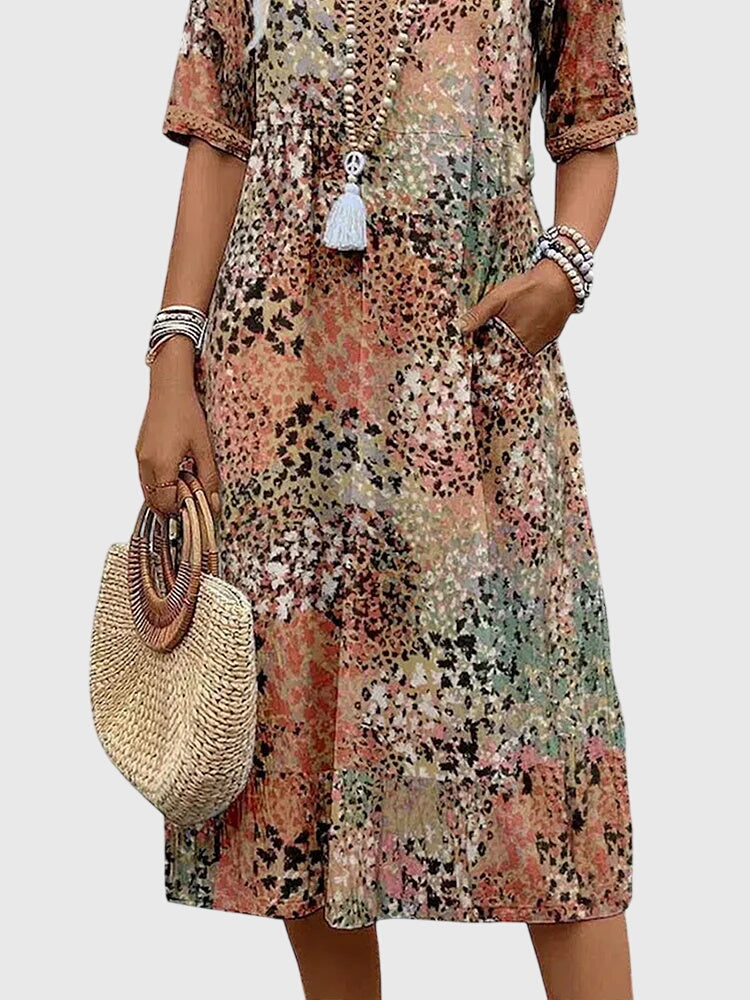Yvonna™ | Robe Midi Florale Élegante