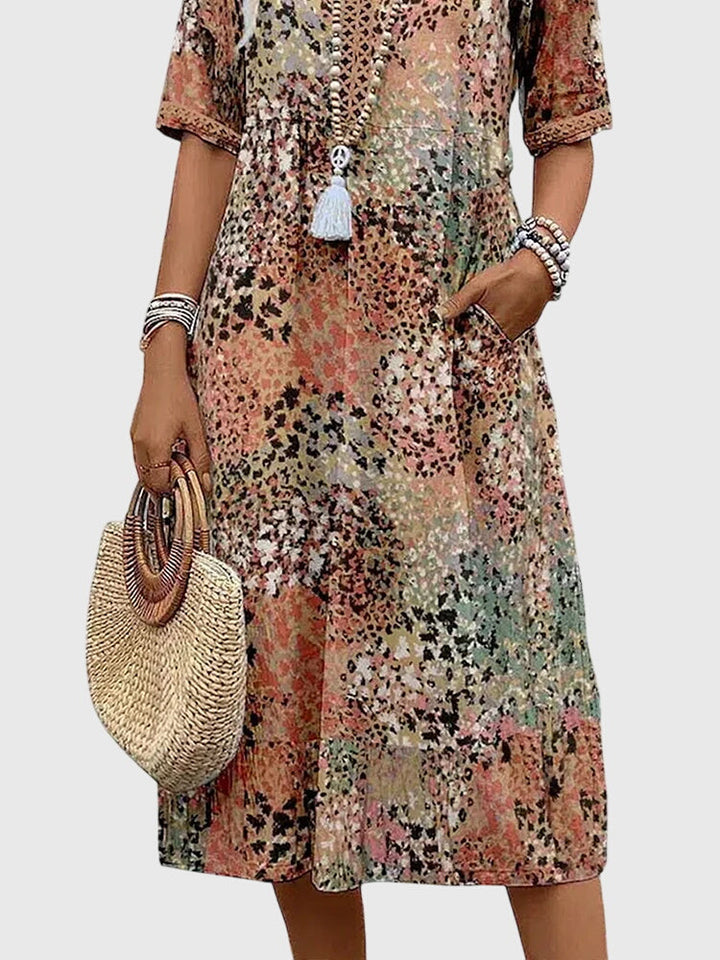 Yvonna™ | Robe Midi Florale Élegante