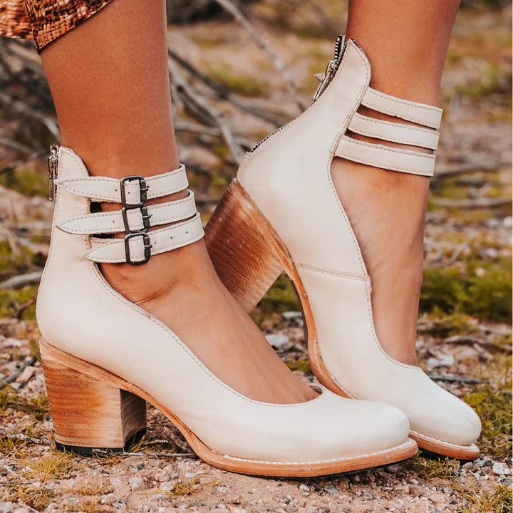 Elsa | Talons en Cuir Vintage avec Sangle