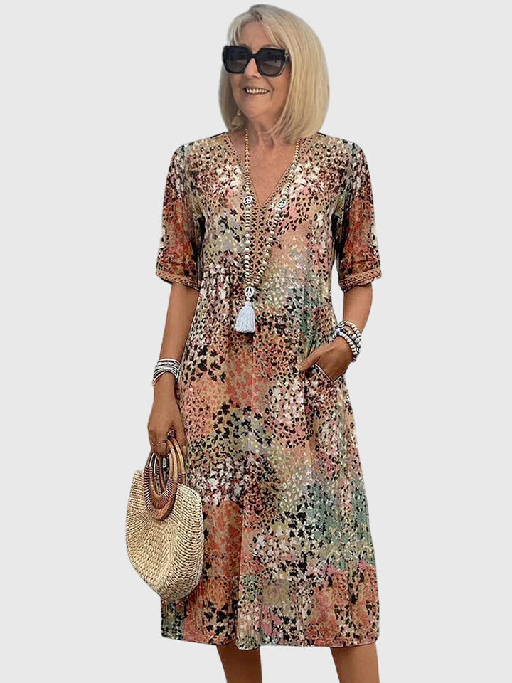 Yvonna™ | Robe Midi Florale Élegante
