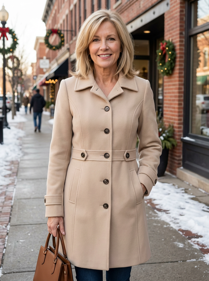Manteau Élégant en Laine Mélangée – Confortable, Flatteur & Intemporel