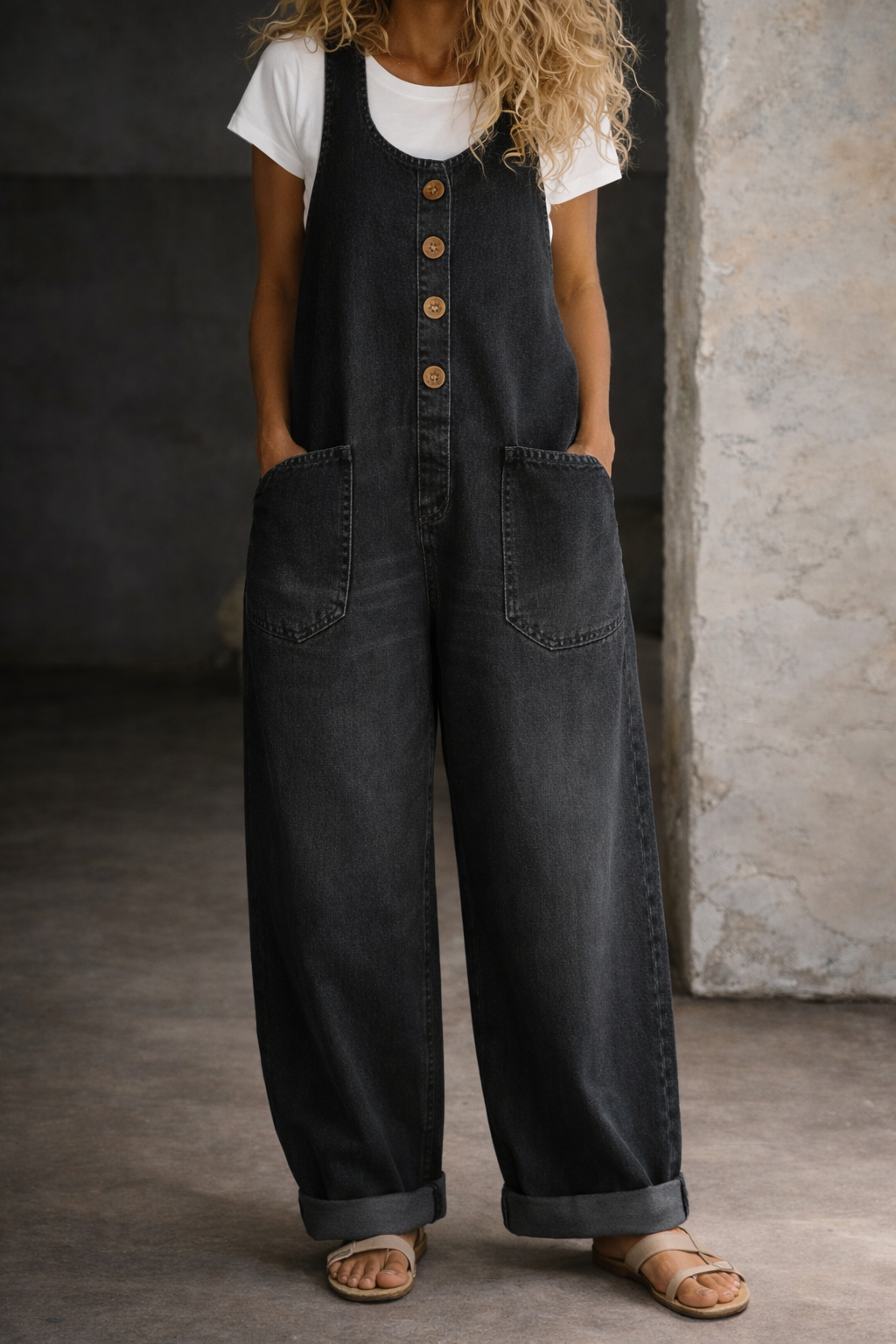 Saylor | Salopette en Denim Vintage Lavé en Coton