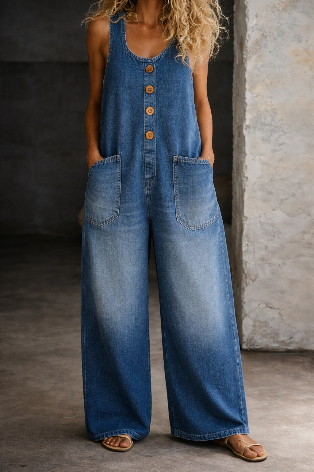 Saylor | Salopette en Denim Vintage Lavé en Coton