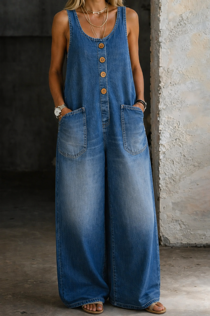 Saylor | Salopette en Denim Vintage Lavé en Coton