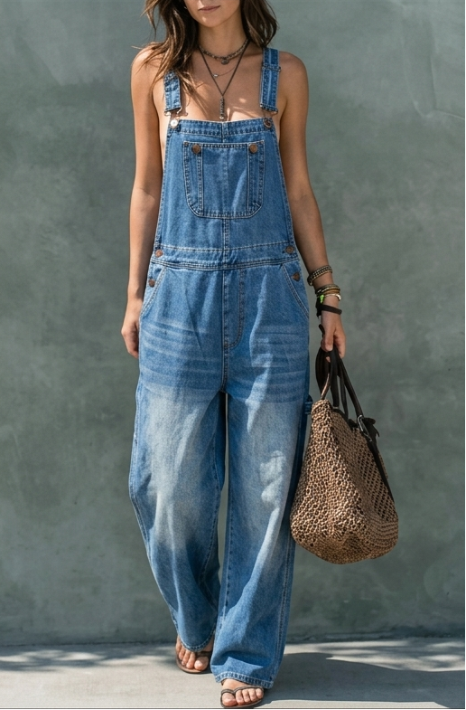 Harper | Combinaison en Jean avec Taille Élastique