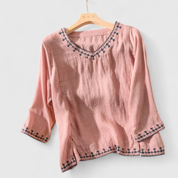Taysia | Blouse V-Décolleté Élégante