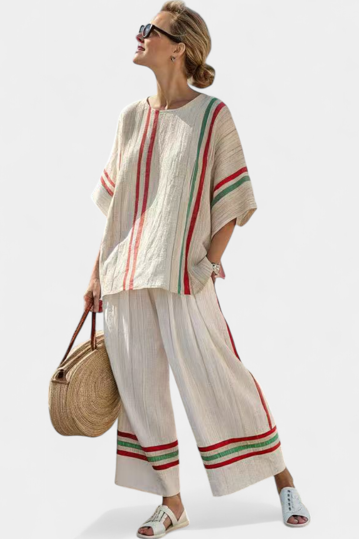 Truvane | Blouse Imprimée Boho Confortable & Pantalons Amples