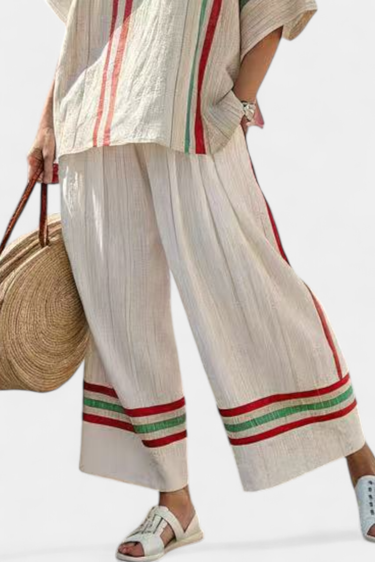 Truvane | Blouse Imprimée Boho Confortable & Pantalons Amples