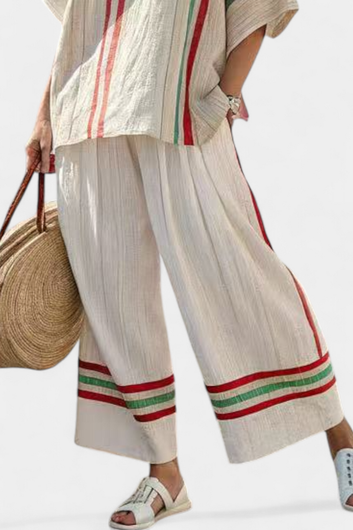 Truvane | Blouse Imprimée Boho Confortable & Pantalons Amples
