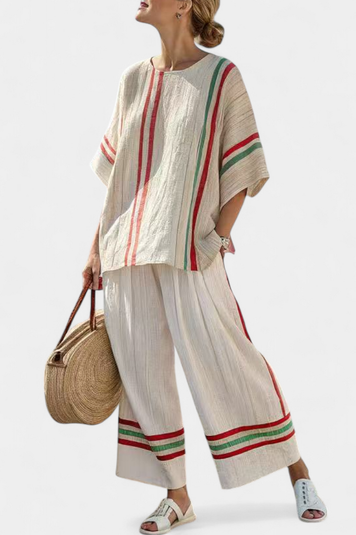 Truvane | Blouse Imprimée Boho Confortable & Pantalons Amples