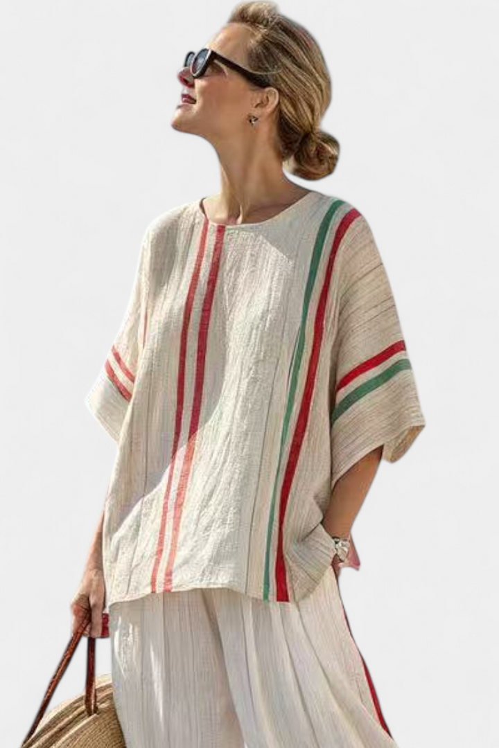 Truvane | Blouse Imprimée Boho Confortable & Pantalons Amples