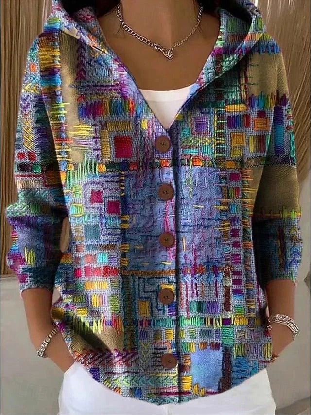 Cassidy | Cardigan Long Artistique et Chaud