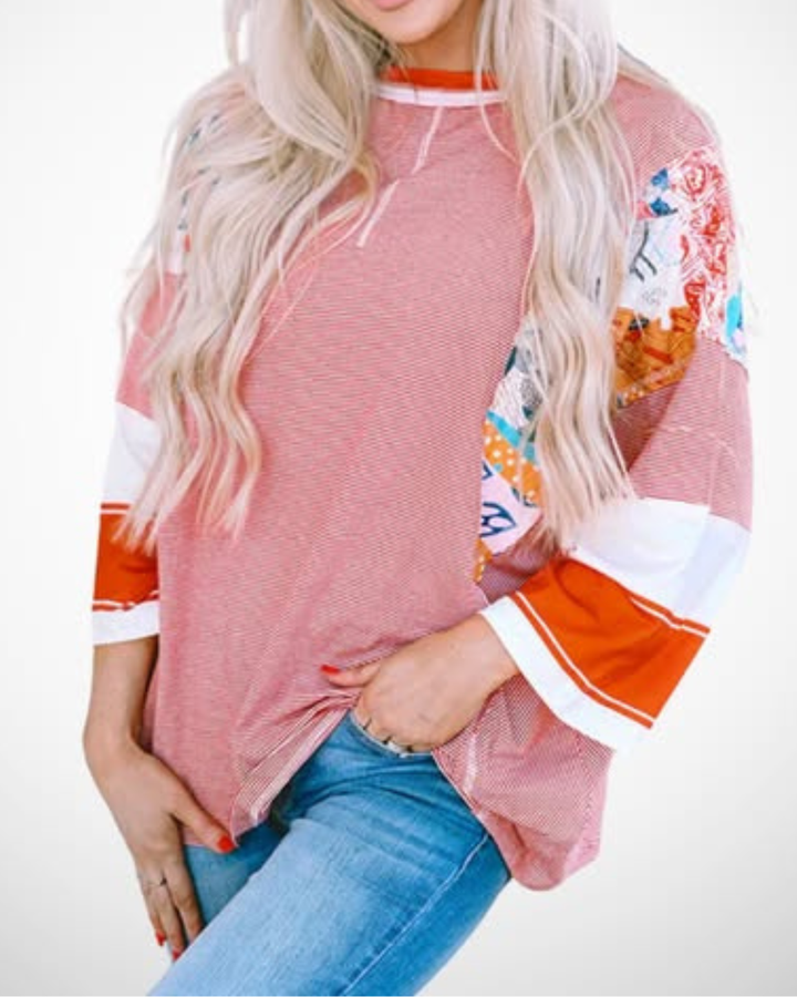 BAILEY™ – Haut Batwing Patchwork Léger