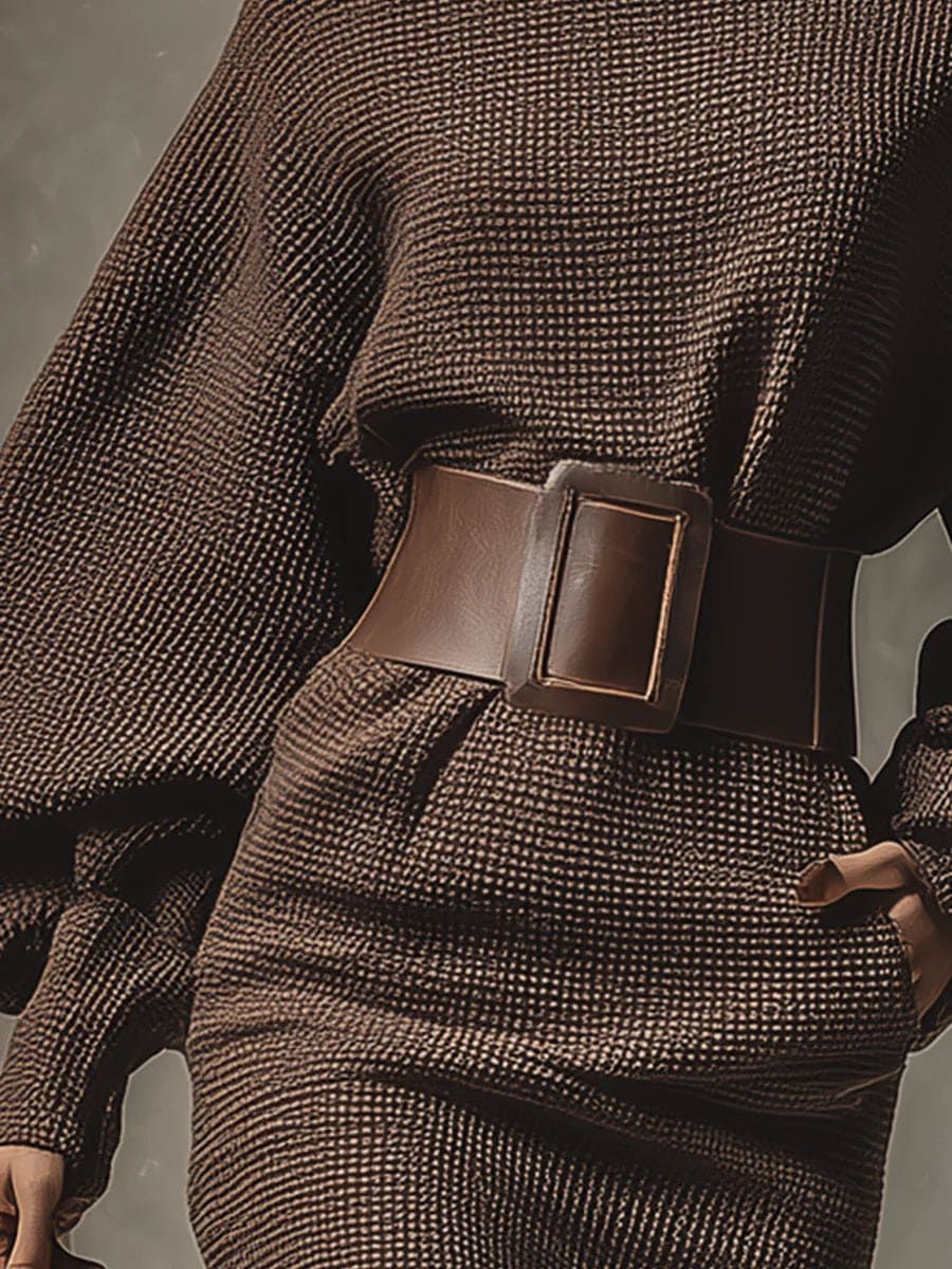 CLÉA | Robe Tricot Courte avec Ceinture Structurée