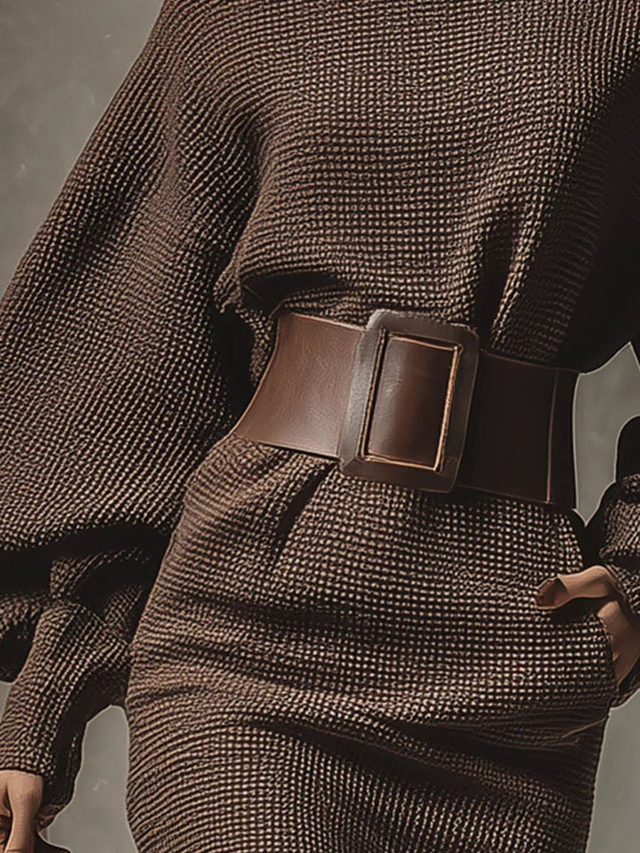 CLÉA | Robe Tricot Courte avec Ceinture Structurée