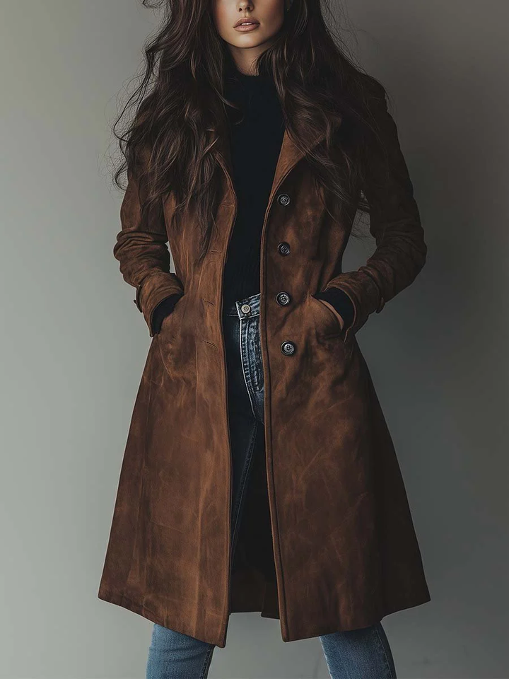Manteau Trench en Suède Vintage
