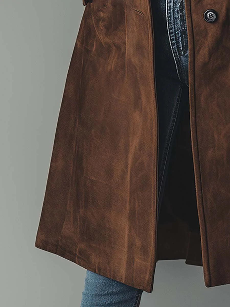 Manteau Trench en Suède Vintage