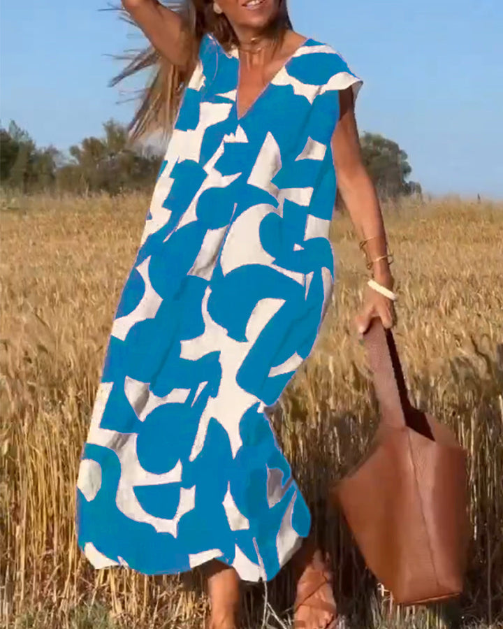 Elowen | Robe Sans Manches à Motifs